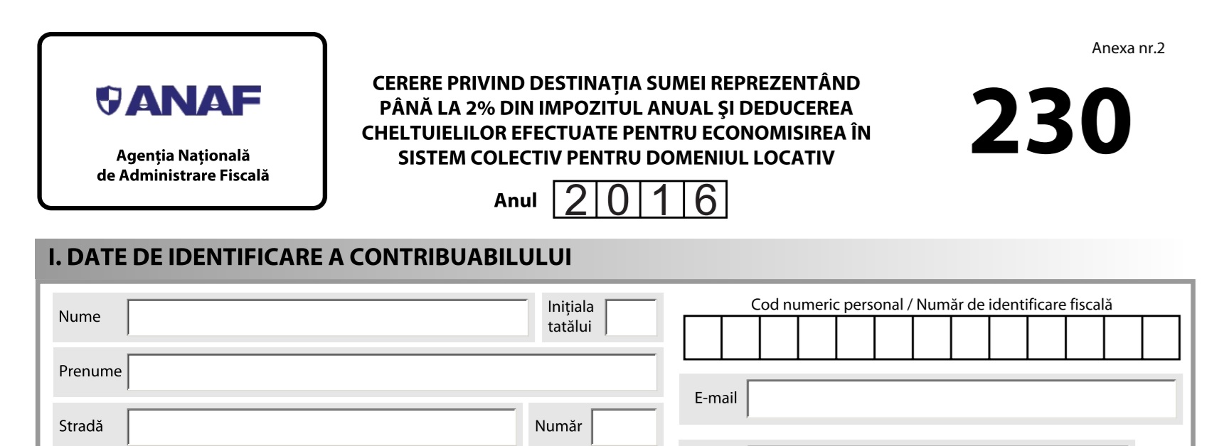 Formular 230 – 2016